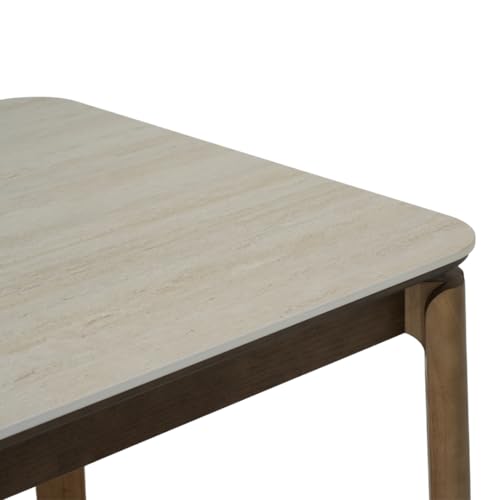 Image of Royaloak Muar Malaysian Sintered Top Dining Table 6 Seater | Wooden Dining Table with Sintered Stone Tabletop | Solid Wood Frame | Embossed Surface | Smooth Rounded Edges | Elegant Collection