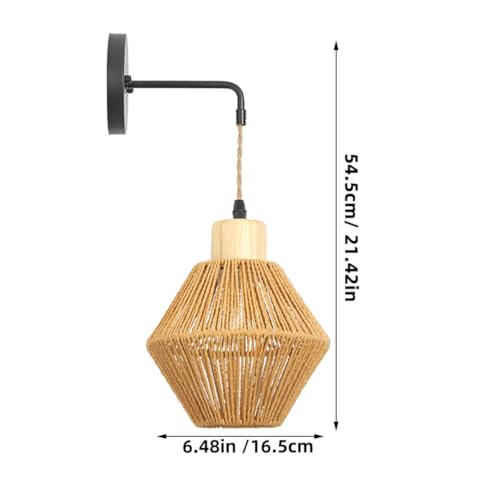 Lámpara de pared de ratán rústica COLLBATH para dormitorio 2