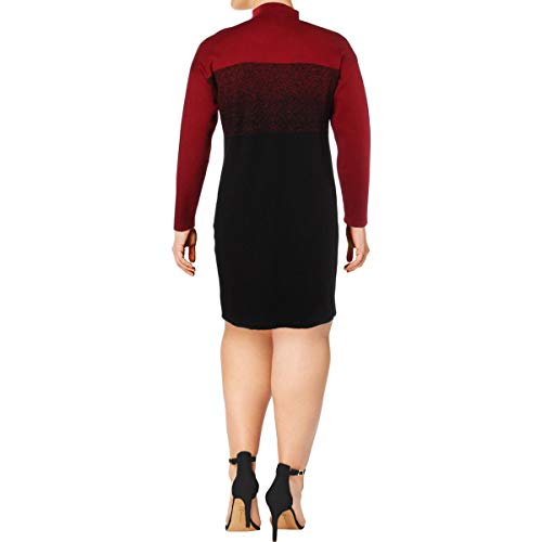Robe pull col montant Anne Klein L bicolore noir et rouge - 5