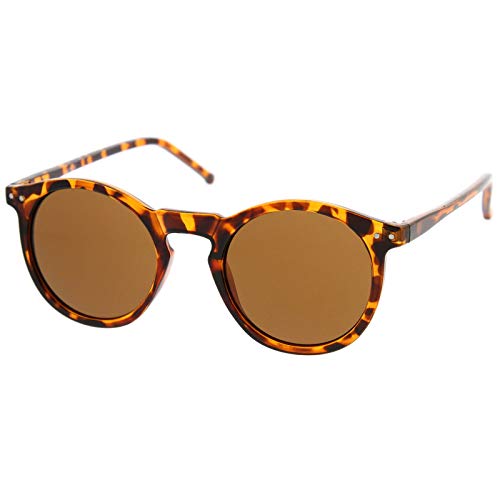 Retro Horn Rimmed Keyhole Nose Bridge P3 Round Sunglasses 49Mm (Shiny Orange-Tortoise/Brown) #TOP2