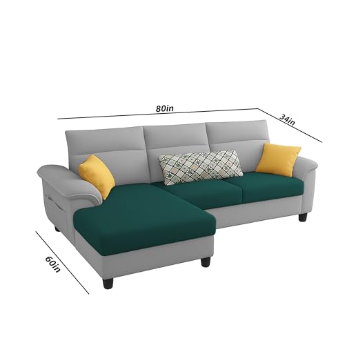 Image of Casaliving Seams LHS 4 Seater L Shape Sofa for Living Room (Pine Grey Fabric) Premium Fabric Sofa