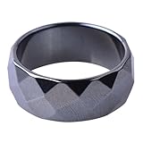 Artibetter Anillo Multifacético de Meteorito para Hombre, Ancho 10 Mm, Talla 20, Diseño Facetado Negro Brillante, Joya Moderna y Resistente Adecuado para Uso Diario y Regalos Obsequios