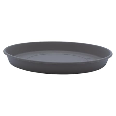 The HC Companies 17.5 Inch Round Prima Plastic Plant Saucer - Indoor Outdoor Plant Trays for Pots - 17.8 Inchx17.8 Inchx2.01 Inch in Warm Gray Cover