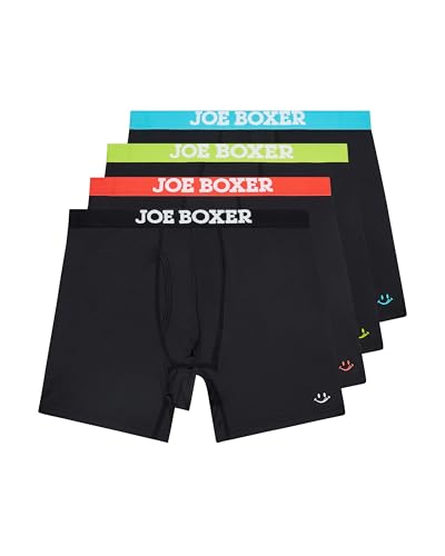 JOE BOXER Mens Boxer Briefs 4-Pack - Tag Free, Moisture-Wicking Performance Boxer Briefs for Men Pack of 4, Men's Underwear