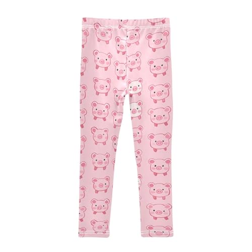 Wusikd Pink Piggy Girls' Leggings Toddler Doodles Kids Yoga Pants Dance Active Tights 4T2