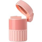 DIYEAH Organizador Portátil para Medicamentos Cortador Multiusos, Compartimento Doble Sellado, Molinillo y Divisor de Pastillas, Caja para Viaje y Almacenamiento, Color Rosa, 1 Pieza