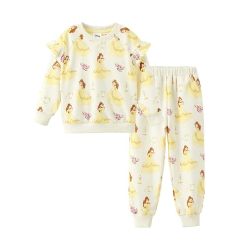 Image of Disney Outfits for Girls Long Sleeve Shirt Pocket Pant Toddler Sweatsuit | Officially Licensed丨Girls Clothes丨2-Piece Outfit丨Allover Print丨Ruffle Shoulder丨Jogger Pants丨Soft Feel丨Easy Care丨Mix & Match