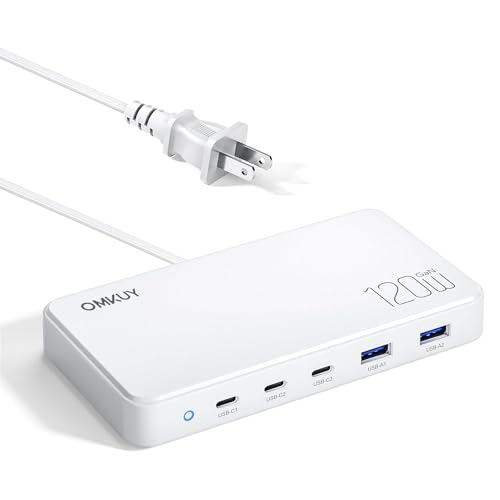 USB 充電器 Type-c 合計120W PD 急速充電器 5ポート【単ポート100W/GaN 採用/PPS&QC4+対応/2台ノートPC同時充電可/1.2Mケーブル】USB-C*3&USB-A*2 コンセントMacBook対応 スマホ充電器 PSE認証 パソコン/iPhone15/Galaxy/Android/タブレットなどその他機器(白)