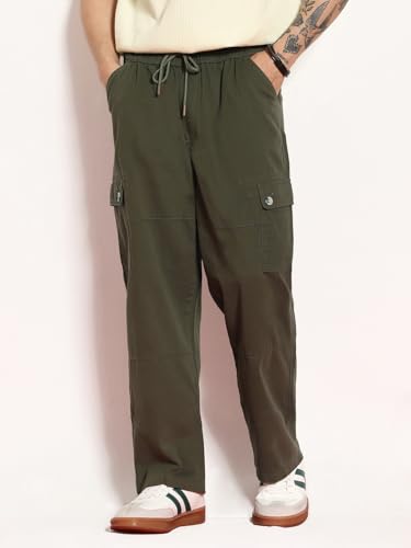 Image of Urbano Fashion Men's Loose Baggy Fit Cargo Jogger Chino Pant with 6 Pockets Stretchable