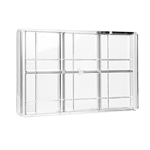 Greyas CM 3840 Louis Amado Clear Polycarbonate Chocolate Mold Candy Mould with 6 Grooved-Square-with-Heart Cavities, Each 80mm x 80mm x 10.8mm High