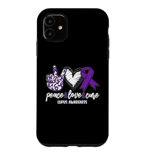 Peace Love Cure Lupus Awareness Support Ribbon �X�}�z�P�[�X iPhone 11 �p