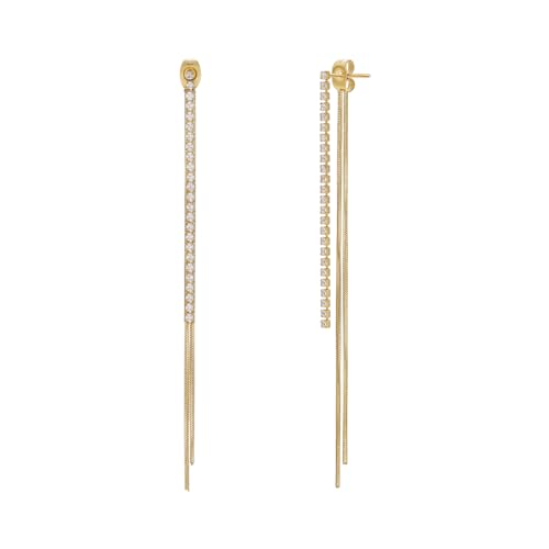 Gold Chain Dangle Earrings for Women 18K Gold Fringe Bead Snake Chain Tassel Dangle Drop Earrings for Wedding Bridesmaid Party Proms