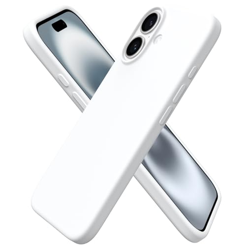 ORNARTO Silicone Case for iPhone 16 6.1 Inch Full Protection Design with Microfiber Lining Silky Touch and Scratch Resistant White
