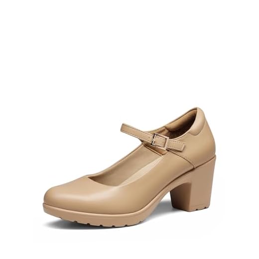 DREAM PAIRS Zapatos de Tacón Alto Clásicos Mujer Zapatillas con Tacón Ancho Zapatos de Salón PU Desnudo SDPU2231W-E Talla 40 (EUR)