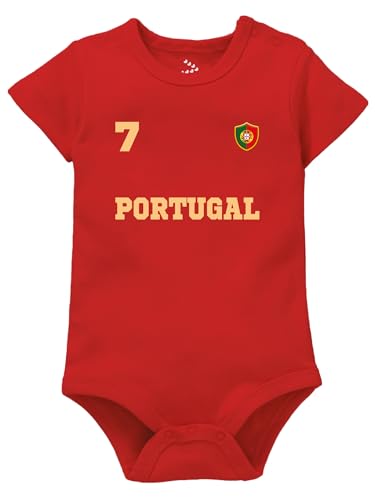 Image of Zeezeezoo Portugal Football Jersey for New Born Baby - 100% Cotton Bodysuit | 0-3, 3-6 & 6-12 Months Sizes