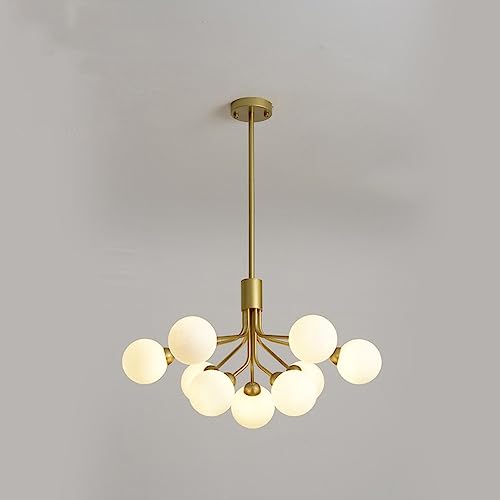 Lustre boule à bulles noir et doré à 9 lampes pour éclairage de chambre et salon moderne