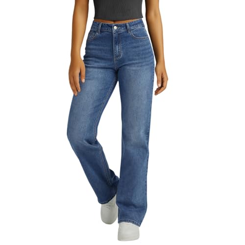 Wide Leg Jeans Women High Waisted Cinch Baggy Jeans Y2k Cute Plus Size Boyfriend Jean Stretchy Distressed Mom Jean