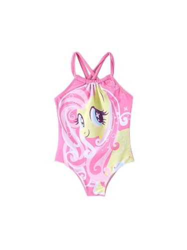 Image of My Litle Pony One Piece Swimsuit Pony Print Off-Shoulder Ruffle Summer Swimwear Beach Pool Kids, Pink, 2‑9 Years