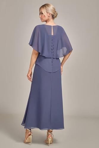 Tiered Chiffon Mother of The Bride Dresses Tea Length Short Sleeve Grandmother of Bride Dresses Ruffle Formal Gown2