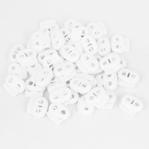 Rarehaunt Cord Stopper Lock, Plastic Cord Locks for Drawstrings, White Spring Toggle Stopper, Shoelace Fastener Lock, Paracord, Shoelaces, Clothing and luggage accessories (WHITE) (10) 1