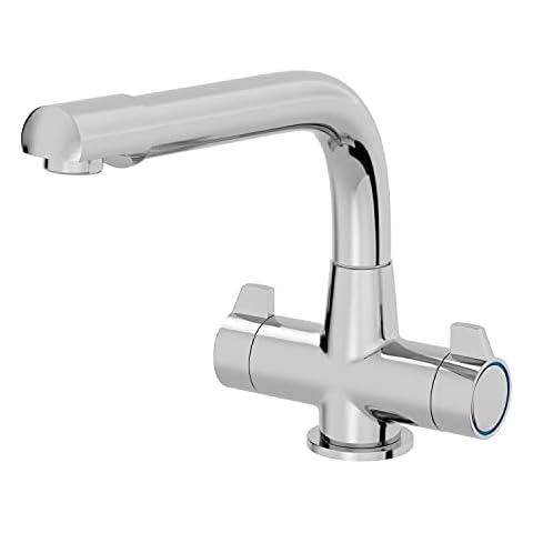 Modern Chrome Kitchen Sink Basin Tap Swivel Adjustable Spout Twin Handle Cover