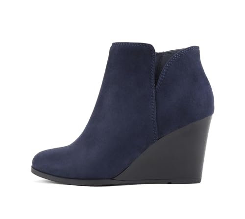Image of Soda Ability - Mid Ankle Bootie w /Split Shaft and Zipper Stacked Wedge Heel
