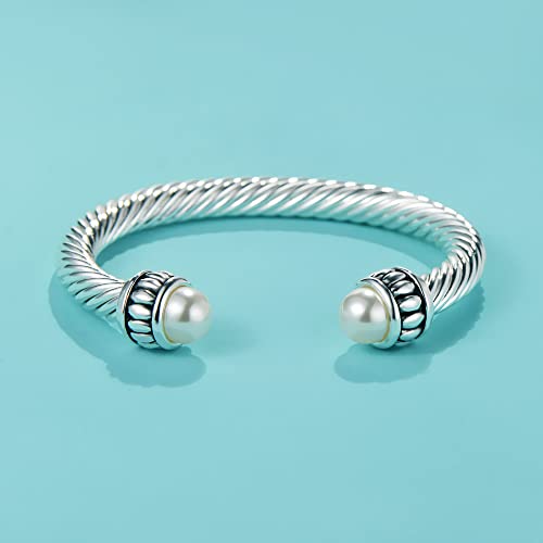 UNY JEWEL Jewelry Chinese Dragon Scale Ball, Dragon Cuff Bangle, Spring Open Two Tone Twisted Cable Vintage Cuff Bangle2