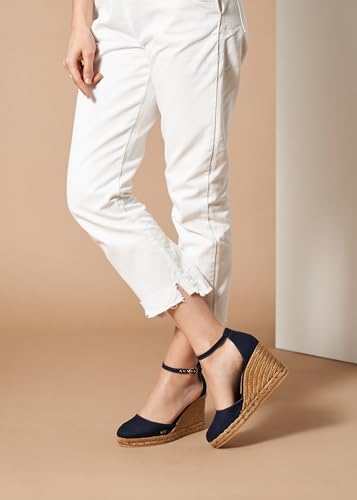 Image of Viscata Estartit Espadrille Canvas Wedges Spain Handmade 3 inch Heel Women's Sandals with Breathable Organic Cotton Canvas and 100% Natural Jute Midsole for all Occasions: Casual, Work, Party