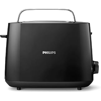Philips Tostadora de pan 2 Ranuras, 8 Ajustes, Calientabollos, Negro