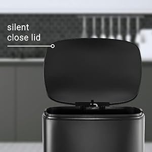 happimess HPM1006B Connor Rectangular 13-Gallon Garbage Can with Soft-Close Lid and Free Mini Garbage Can, Black happimess HPM1006B Connor Rectangular 13 Gallon Garbage Can with Soft Close Lid and Free Mini Garbage Can Black