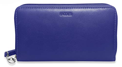 Compagnon en cuir véritable luxueux avec double zip et protection RFID pour femme