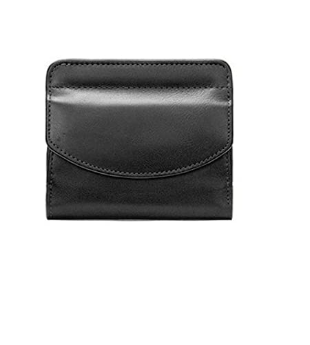Women's Leather Short Wallet Mini Purse with Coin Proket for Girls Money Bag Cartera Card Holder RFID, Black, One Size