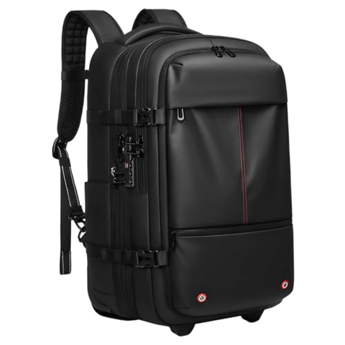 Vacuum Backpack 3 Compartment USB Waterproof Oxford Travel Backpack with Vacuum System, Coded Lock & Pull Handle Expandable Travel Bag, Power Bank Not Include