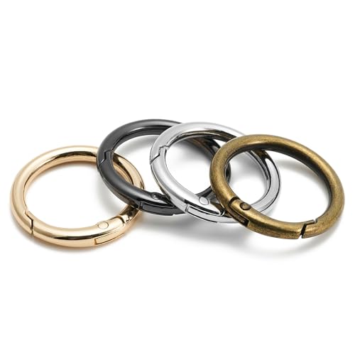 Image of DEVPSISR 15pcs Trigger Spring O Rings Round,Metal Keychain Ring Round Carabiner Clips for Keyrings Buckle, Bags,Purses