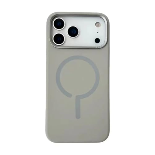 Coque iPhone 17 Pro Max silicone gris clair chargeur magnétique sans fil flanelle