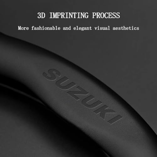 IASJKI Car Steering Wheel Cover for Suzuki Jimny GJ 2018-2022, Non-Slip Breathable Microfiber Leather Steering Wheel Cover, Steering Wheel Protector Interior Accessories,A Black, normal
