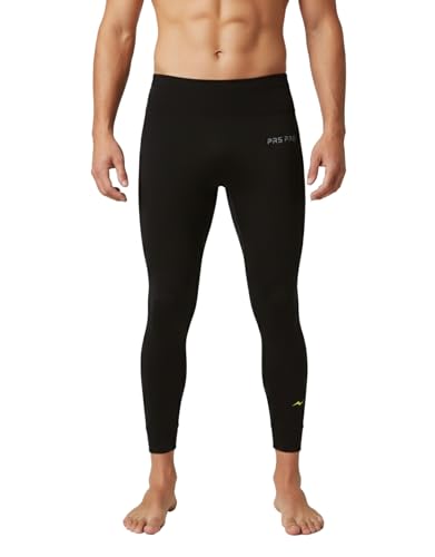 PRS Pantalones térmicos Hombre elásticos - Mallas térmicas Hombre - Ropa térmica Hombre - Leggings térmicos para Running, Gimnasio (Negro, L/XL)