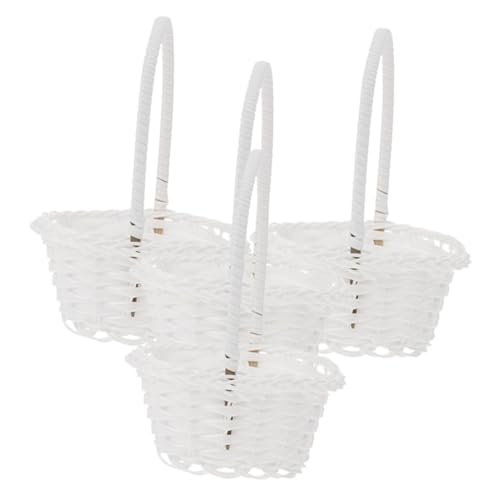 4Pcs Woven Flower Girl Baskets with Handle Rustic Floral Storage Baskets for Weddings and Heart Shaped Design Versatile for Flowers Petals and Storage