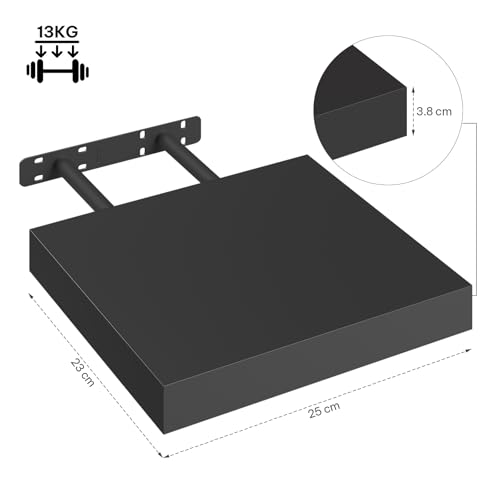 eSituro Black Floating Shelves, Set of 2, Small 25cm, PU-Finished Wall Shelves for Living Room Decor, Kitchen Shelf Wall Mounted with Storage, Easy to Install - Cosy Home Interiors eSituro Black Floating Shelves, Set of 2, Small 25cm, PU-Finished Wall Shelves for Living Room Decor, Kitchen Shelf Wall Mounted with Storage, Easy to Install - Image 3