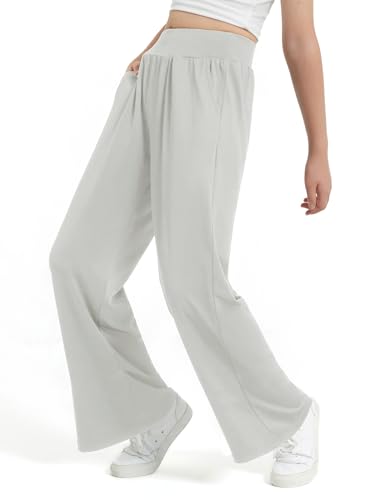 Image of EXARUS 3 Pack Girls Wide Leg Pants Baggy /Tapered Loose Casual Summer | Teen Flowy Tween Beach School Vacation Trousers Youth Junior Preteen Bottoms Lightweight Soft Kids 6-14Y