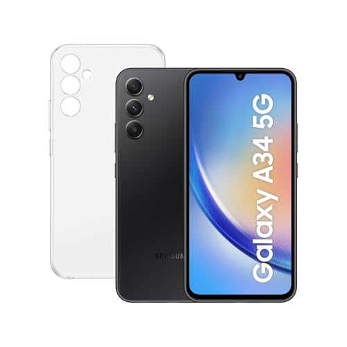 SAMSUNG Galaxy A34 5G (256GB, 8 GB de RAM) + Funda - Smartphone Android Color Negro, Pantalla Super AMOLED de 6,6 Pulgadas, Batería de 5000 mAh. Exclusivo Amazon (Versión española)