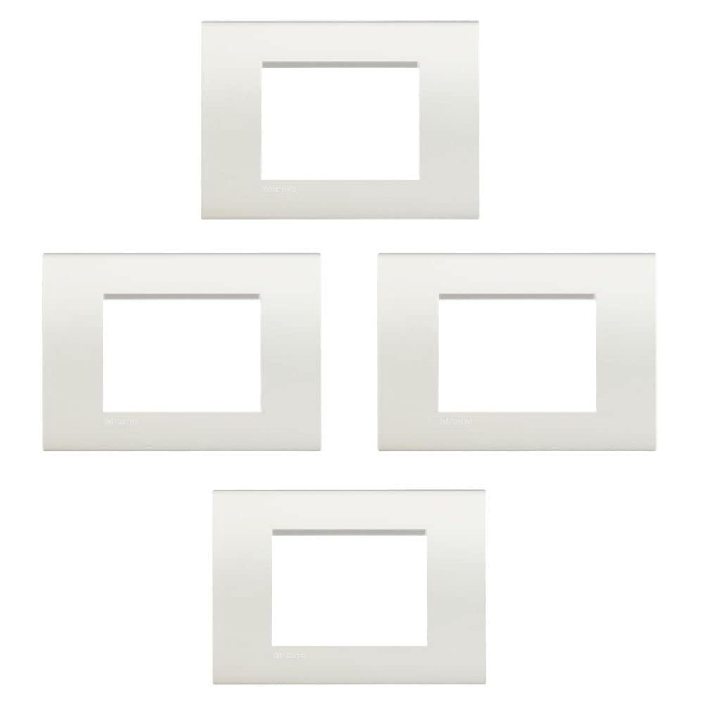 Bticino 4 Pieces LNA4803BI White 3-Seater Wall Plate in Technopolymer