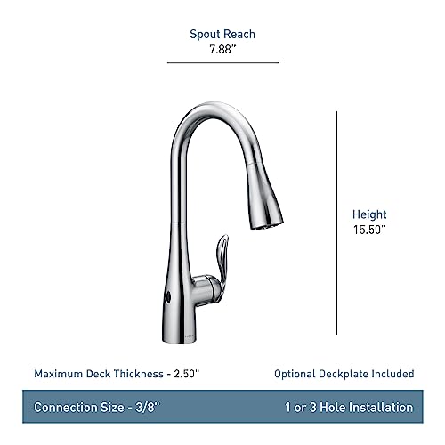 Image of Moen Arbor Matte Black Motionsense Wave Sensor Touchless One-Handle Pulldown Kitchen Faucet Featuring Power Clean, 7594EWBL