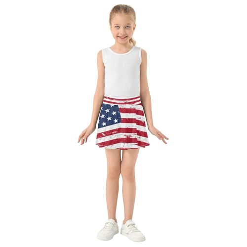 Nander Retro American Flag Girls' Athletic Skirt with Pockets,Girls Tennis Skirt for Golf Running School2