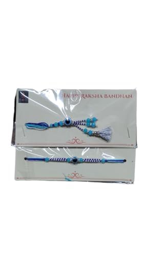 Image of Traditional Rakhi For Bhai- Bhabhi For Raksha Bandhan| Handcrafted Thread Bracelet For Brother| Indian Designer Rakhi for Bhaiya & Bhabhi Combo