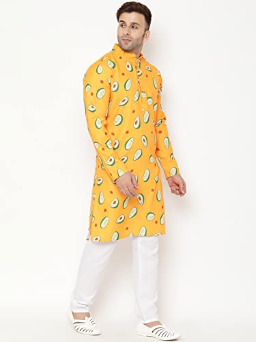 Image of hangup Men's Kurta Pyjama Set, Color Yellow, Size 38 (K127KurtaSet)