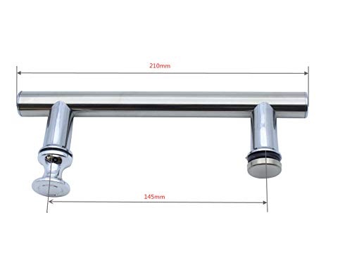 KEABATH Edelstahl runder Duschtürgriff mit Kunststoffknöpfen, 2er-Pack Duschknauf Duschtürzuggriff Teile Ersatz 145 mm Loch zu Loch Glastürgriff Knopf