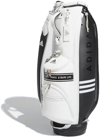 adidas キャディバッグ 黒白 ストライプデザイン adidas キャディバッグ ゴルフバッグ 黒/赤/白 ストライプ