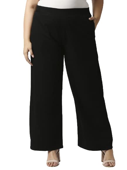 high star clothing High Star Women Black Solid Denim Wide Leg Palazzos (40)-picture-26