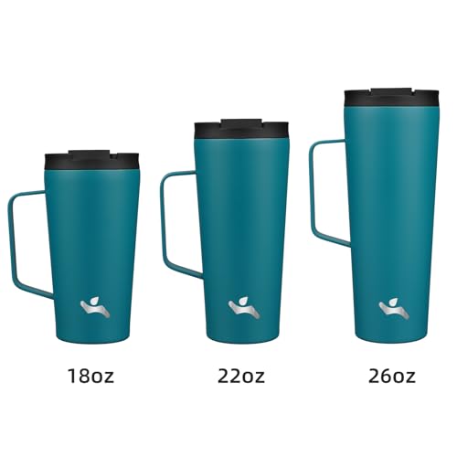 Image of Konokyo 18 oz Insulated Tumbler with Handle & Straw, Stainless Steel Mug